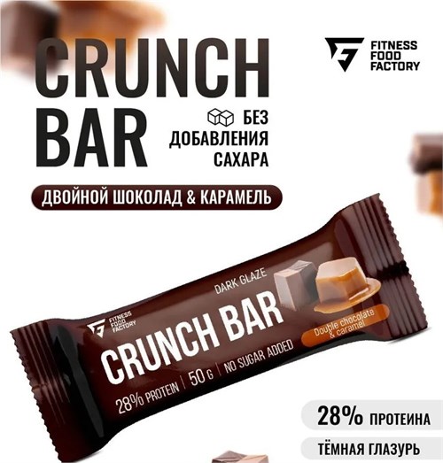 Fitness Food Factory Батончик протеиновый Crunch 50г - двойной шоколад-карамель 00-00002459