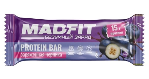 Mad Fit Батончик неглазированный 50г - черника-голубика МФ6