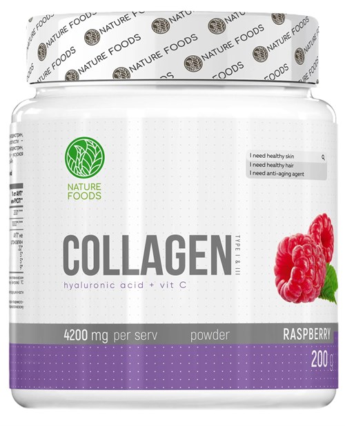 Nature Foods Collagen + Hyaluronic acid + Vit C 200г - малина 11498