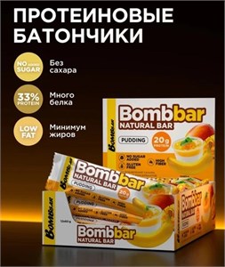 BOMBBAR Батончик неглазированный 60г - манго-банан как