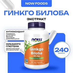NOW Ginkgo Biloba 60 мг 240 Vcaps 29174