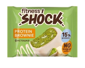 FitnesSHOCK Брауни глазированный 50 г - белый шоколад-фисташки 14616