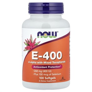 NOW E-400 268 mg (400 lU) Plus 100 mcg of Selenium 100 softgels 8436046977433