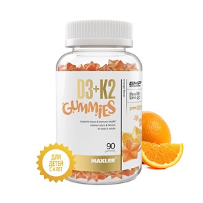 MAXLER «D3K2 Gummies» (Orange Flavor) № 90 /БАД МАКСЛЕР «D3K2 Гаммиз» (вкус: апельсин) 817359021934