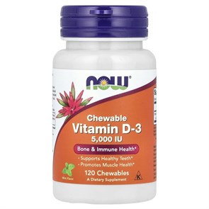 NOW VIT D-3 5000 IU CHEWABLE MINT 120 пастилок 8436046977582