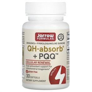 Jarrow Formulas QH-absorb® + PQQ™, Убихинол + пирролохинолинхинон, 30 капсул 8436046977544