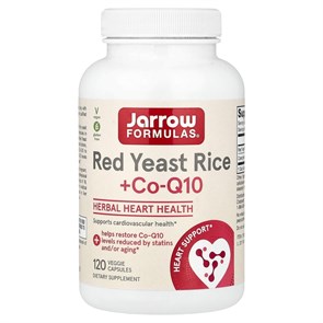 Jarrow Formulas Red Yeast Rice + Co-Q10 600 MG 120ct , красный ферментированный рис и коэнзим Q10, (120 капсул) 8436046977555