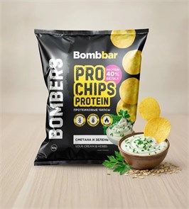 BOMBBAR Чипсы цельнозерновые протеиновые сметана и зелень 50 г 123491