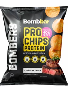 BOMBBAR Чипсы цельнозерновые протеиновые - стейк на гриле 50 г 43423