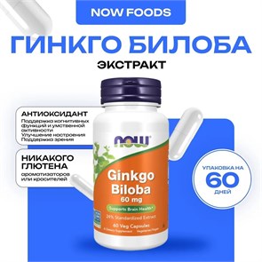 NOW Ginkgo Biloba 60 мг 120 Vcaps 29649