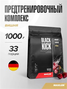 MAXLER «Black Kick» (Cherry flavor) 1000 г / БАД МАКСЛЕР «Black Kick» (вкус: вишня) Годно до 31.10.2026 8436046978164