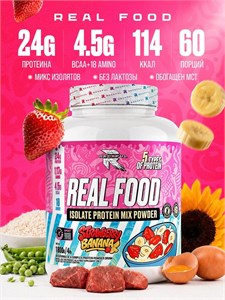 RECKFUL Real Food Protein isolate-mix NO lactose 1800г - клубника-банан 8436046977696