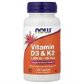 NOW Vitamin D3 и К2 1000 IU/45 мкг 120 вег капс 40910